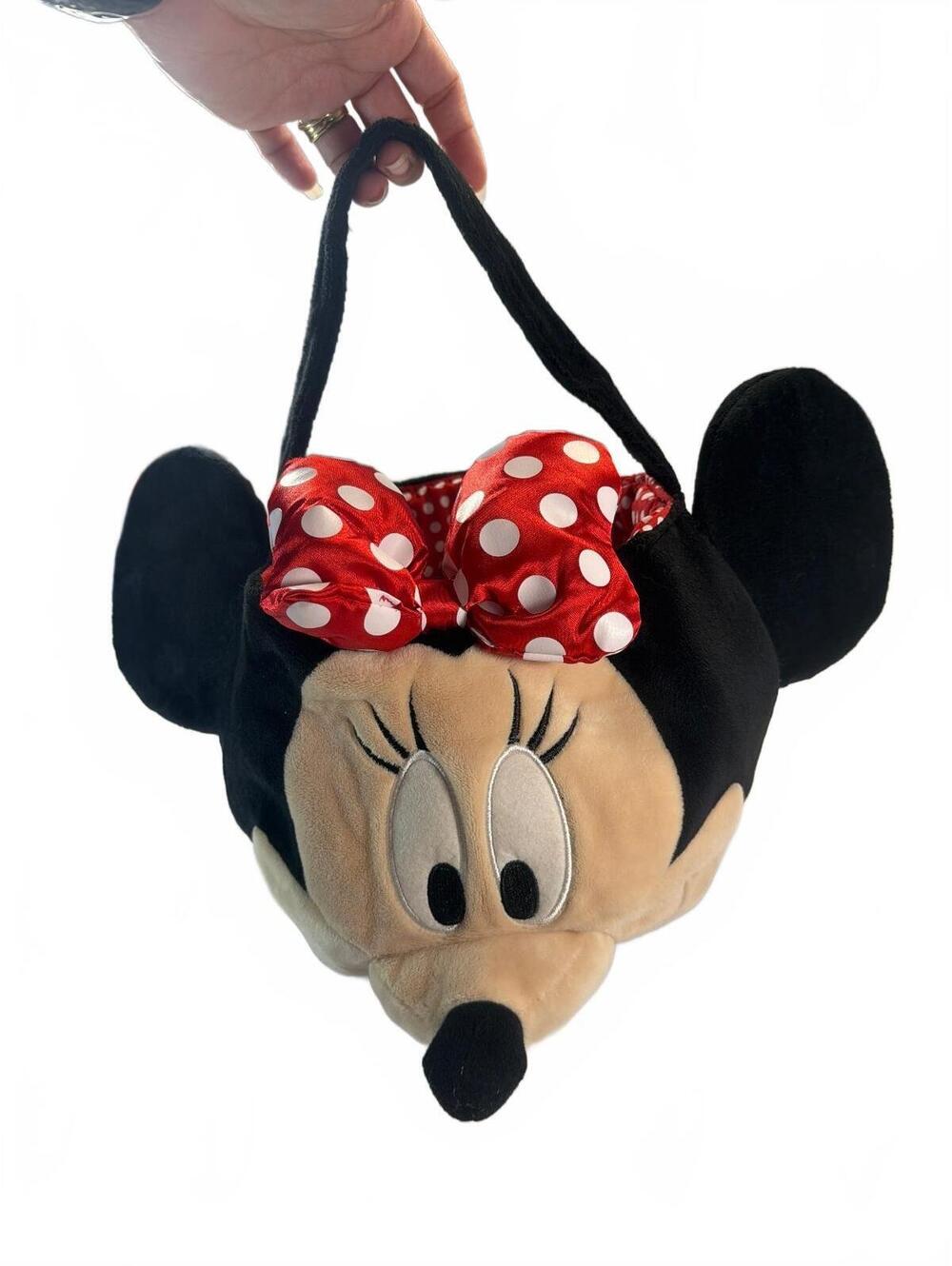 Minnie Mouse Plush Candy Bucket Halloween 3D Handbag with Polka Dot Interior